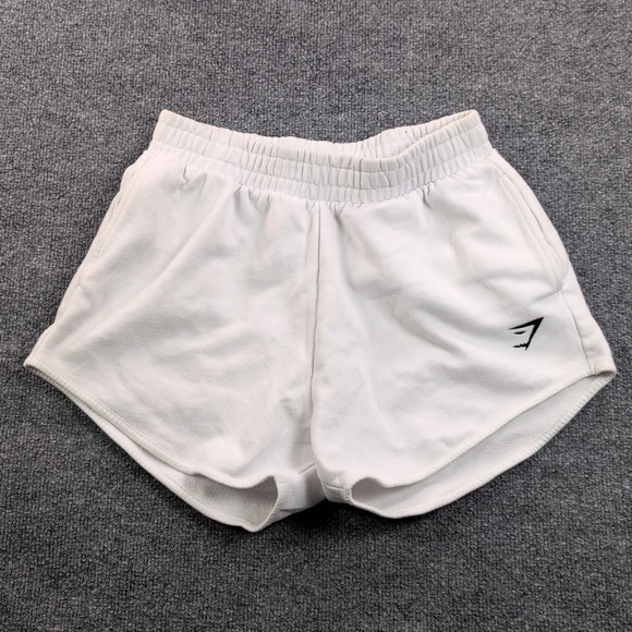 Gymshark Pants - Gymshark Rest Day Lounge Shorts Womens Medium White Fleece Athletic Gym Logo